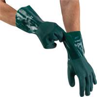 Double Dipped Green Gloves, 12" L, PVC, Cotton Jersey Inner Lining, 70-mil R.M.G. Prévention