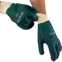 Double Dipped Green Gloves, 10" L, PVC, Cotton Jersey Inner Lining, 70-mil R.M.G. Prévention