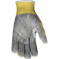 Gants de travail r&eacute;sistant &agrave; la coupe CutPro avec paume en cuir fendu, Taille Petit, Calibre 7, Enveloppe en Kevlar, ASTM ANSI niveau A3 R.M.G. Prévention