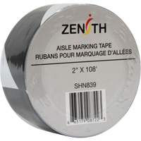 Aisle Marking Tape, 2" x 108', PVC, Noir et blanc R.M.G. Prévention