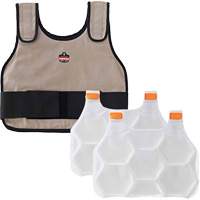 Veste de refroidissement &agrave; changement de phase standard avec sachets de recharge Chill-Its 6230, Petit/Moyen, Khaki R.M.G. Prévention
