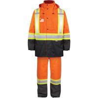 Ensemble de pluie haute visibilit&eacute; en tissu 150 deniers, Polyester, Petit, Orange haute visibilit&eacute; R.M.G. Prévention