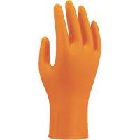 Gants jetables haute visibilit&eacute; 709HVO, 7/Petit, Nitrile, 8 mils, Sans poudre, Orange R.M.G. Prévention