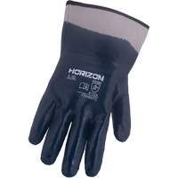 Gants bleu marine avec manchettes renforc&eacute;es &agrave; entoilage coll&eacute; Horizon, Moyen, R&ecirc;vetement Nitrile, Enveloppe en Jersey/Coton R.M.G. Prévention
