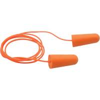 Bouchons d'oreilles coniques jetables en mousse de PU orange SEALTEC33, Avec cordon, Vrac - Boîte, 33 dB NRR, Taille unique R.M.G. Prévention