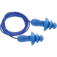 Bouchons d'oreilles r&eacute;utilisables bleus 100 % d&eacute;tectables par m&eacute;tal SEALTEC TipGrip, Avec cordon, Taille unique, Vrac - Boîte, NRR dB 26 dB R.M.G. Prévention