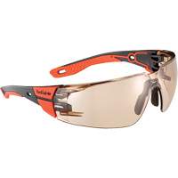RUSH+ 2.0 M/L Safety Glasses with Black & Red Frame, Copper Lens, Anti-Fog/Anti-Scratch, ANSI Z87+ R.M.G. Prévention