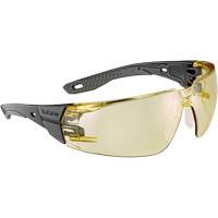 RUSH+ 2.0 M/L Safety Glasses with Black & Grey Frame, Amber Lens, Anti-Fog/Anti-Scratch, ANSI Z87+ R.M.G. Prévention