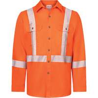 Avenger 7 oz Deluxe Segmented Striped High-Visibility Work Shirt, Style 652, Men's, Small, Orange R.M.G. Prévention