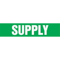 "Supply" Pipe Markers, Self-Adhesive, 4" H x 24" W, White on Green R.M.G. Prévention