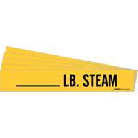 Marqueurs de tuyau LB. Steam, Autocollant, 2-1/4" h x 2-3/4" la, Noir sur jaune R.M.G. Prévention