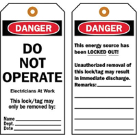 Lockout Tags, Plastic, 3" W x 5-1/2" H, English R.M.G. Prévention