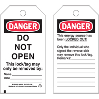 Lockout Tags, Plastic, 3" W x 5-1/2" H, English R.M.G. Prévention