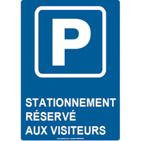 Reserved Parking Sign, 14" x 10", Aluminum, French with Pictogram R.M.G. Prévention