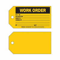 "Work Order" Tag, Paper, 5-3/4" W x 3" H, English R.M.G. Prévention