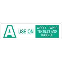 Étiquettes «A Use on Wood Paper Textiles and Rubbish», 6" lo x 1-1/2" la, Vert sur blanc SY238 | R.M.G. Prévention