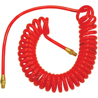 Tuyaux &agrave; air autor&eacute;tractables en polyur&eacute;thane Flexcoil a/raccords, Air, 1/4" DI x 15' lo, Polyur&eacute;thane, 140 psi &agrave; 23 °C R.M.G. Prévention