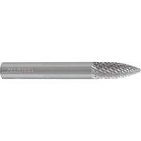 AllSteel Tapered Shape Carbide Burr, SG-5, 1/2" Dia., 1/4" Shank, 1" Depth of Cut R.M.G. Prévention