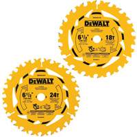 Assortiment de lames de scie circulaire, 6-1/2", 18/24 dents, Pour Bois R.M.G. Prévention