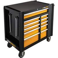 Chariot &agrave; outils &eacute;lectrique, 11 tiroirs, 42-1/2" la x 24-7/16" p x 41" h, Noir/Orange R.M.G. Prévention