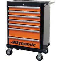 Roller Cabinet, 7 Drawers, 28" W x 18" D x 40" H, Black/Orange R.M.G. Prévention