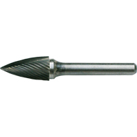 Solid Carbide Burrs - Tree Shape Pointed End, SG-41, 1/8" Dia., 1/8" Shank, 1/4" Depth of Cut R.M.G. Prévention