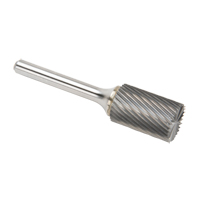 Solid Carbide Burrs - Cylinder Shape with End Cut, SB-6, 3/5" Dia., 1/4" Shank, 24.4 mm Depth of Cut R.M.G. Prévention