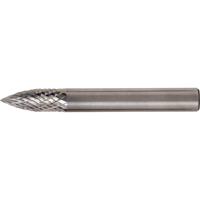 Solid Carbide Burrs - Tree Shape Pointed End, SG-1, 1/4" Dia., 1/4" Shank, 5/8" Depth of Cut R.M.G. Prévention