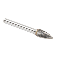 Solid Carbide Burrs - Tree Shape Pointed End, SG-3, 9.53 mm Dia., 1/4" Shank R.M.G. Prévention