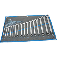 Fully Polished Long Pattern Combination Wrench Set, Combination, 16 Pieces, Metric R.M.G. Prévention