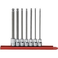 Jeu de douilles SAE &agrave; embout sph&eacute;rique long, Hexagonale, Prise 3/8", 7 mr R.M.G. Prévention