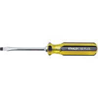 100 PLUS&reg; Standard Slotted Tip Screwdriver, 1/4" Tip, Square, 8-3/16" L, Plastic Handle R.M.G. Prévention