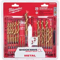 Shockwave Red Helix Metric Drill Bit Set, 25 Pieces, Titanium R.M.G. Prévention