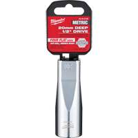 Douille m&eacute;trique avec c&ocirc;t&eacute;s Four Flats, 20 mm, Prise 1/2", 6 pans, Profond R.M.G. Prévention