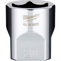 Douille m&eacute;trique avec c&ocirc;t&eacute;s Four Flats, 20 mm, Prise 3/8", 6 pans R.M.G. Prévention