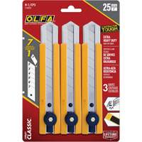 Couteau utilitaire classique extra robuste H-1 avec prise &agrave; pi&egrave;ce caoutchout&eacute;e, 25 mm R.M.G. Prévention