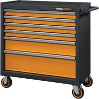 GSX Series Rolling Tool Cabinet, 6 Drawers, 36" W x 18-1/5" D x 37-2/5" H, Black/Orange R.M.G. Prévention
