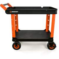 Chariot utilitaire industriel &agrave; 2 tablettes RAILWORKS avec roulettes de 8", 47" lo x 24-1/2" la x 37-4/5" h, Noir/Orange R.M.G. Prévention