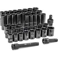 6 Point SAE/Metric Socket Set, 44 Pcs, Impact, 1/2" Drive Size, Deep R.M.G. Prévention