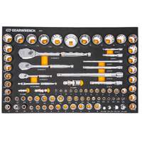 1/4", 3/8" & 1/2" 90-Tooth SAE/Metric Mechanics Tool Set with Foam Storage Tray R.M.G. Prévention