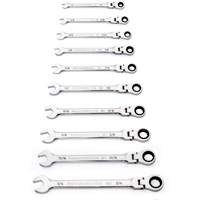 90-Tooth 12 Point SAE Wrench Set, Flex Head/Ratcheting Combination, 10 Pieces, Imperial R.M.G. Prévention