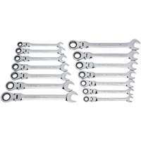 72-Tooth 12 Point Wrench Set, Flex Head/Ratcheting Combination, 14 Pieces, Imperial and Metric R.M.G. Prévention