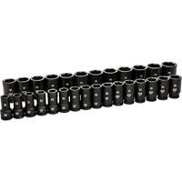 6 Point Metric Socket Set, 28 Pcs, Impact, 3/4" Drive Size, Deep R.M.G. Prévention