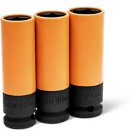 Metric High-Strength Wheel Protector Socket Set, 3 Pcs, Impact, 1/2" Drive Size, Deep R.M.G. Prévention