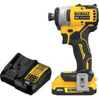 Ensemble tournevis &agrave; chocs sans fil et sans balai ATOMIC COMPACT SERIES MAX*, 1/4", 1700 lb-po Couple max., 20 V, Lithium-ion R.M.G. Prévention