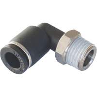 MAXFIT Push-to-Connect to Male NPT Elbow Adapter, 3/8" x 1/2" Dia., PBT Polymer R.M.G. Prévention