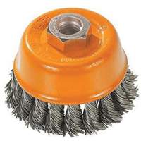 Knot-Twisted Wire Cup Brush, 3" Dia. x M10x1.25 Arbor R.M.G. Prévention