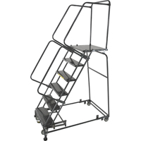 Weight Actuated Lockstep Rolling Ladders, 12 Steps, 24" Step Width, 120" Platform Height, Steel R.M.G. Prévention
