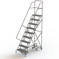 All Directional Rolling Ladder, 9 Steps, 24" Step Width, 90" Platform Height, Steel R.M.G. Prévention