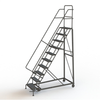 Heavy Duty Rolling Ladder, 10 Steps, 24" Step Width, 100" Platform Height, Steel R.M.G. Prévention